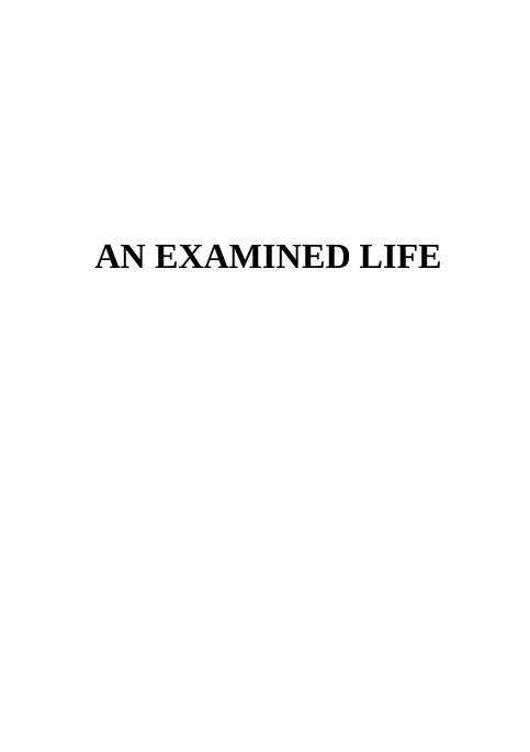 An Examined Life cover